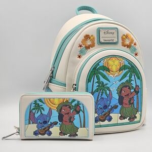 Loungefly Disney Lilo & Stitch Stained Glass Portrait Mini Backpack Set